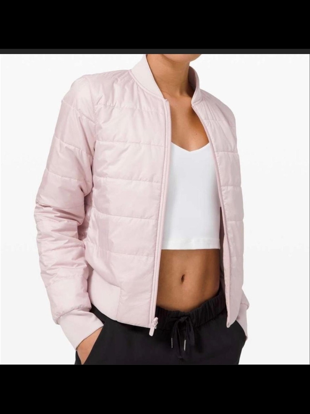 Light Pink Quilted Bomber Reversible  Jacket - Women